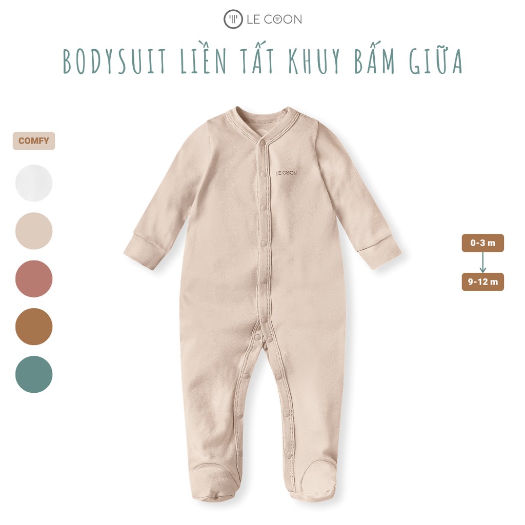 LE COON | Bodysuit Liền Tất Khuy Bấm Giữa | COMFY | 0-12 tháng