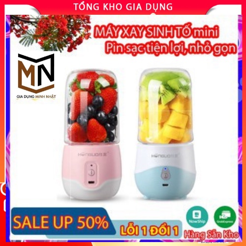 Máy xay sinh tố cầm tay mini,cối say đa năng 6 lưỡi sạc pin nhỏ gọn mẫu mới đem đi du lịch tiện lợi