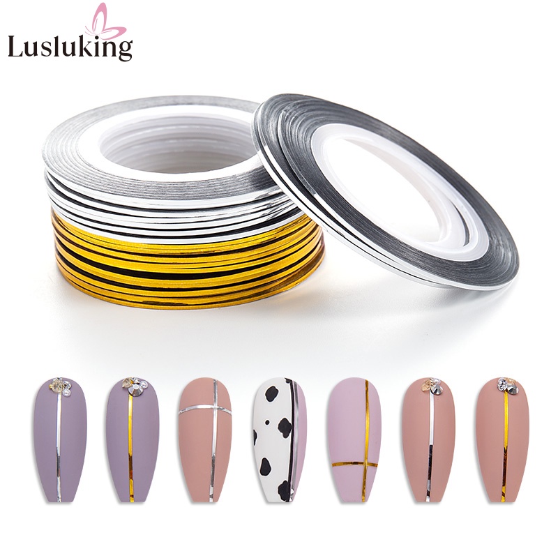 Set 10 cuộn băng keo dán Lusluking trang trí móng tay 3D