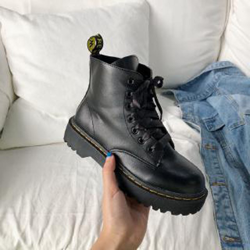 Giày boots cổ cao trơn màu phong cách Anh Quốc trang nhã cho nữ GN25 | BigBuy360 - bigbuy360.vn
