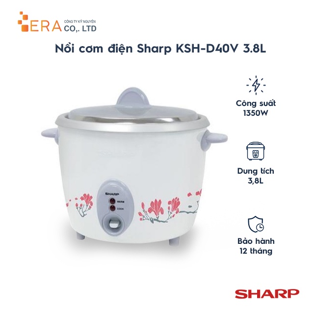 [Mã ELHADEV giảm 4% đơn 300K] Nồi cơm điện Sharp KSH-D40V 3.8L