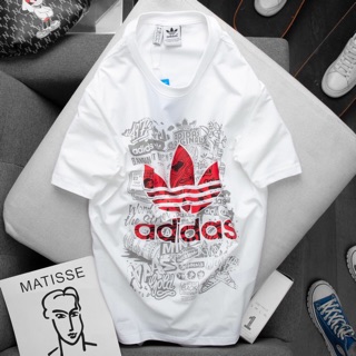 Áo thun nam cổ tròn ⚡NHẬP MÃ AOTHHSM ĐỂ GIẢM 50K⚡ Áo phông adidas 2 màu đen trắng classic - TP0255