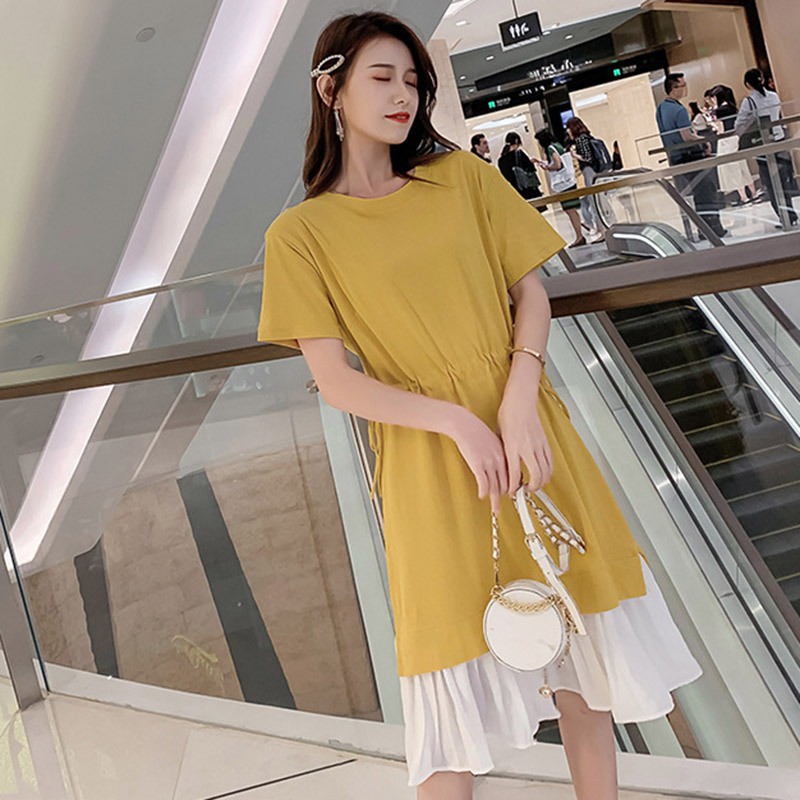Đầm tay ngắn phối ren hoa thiết kế dáng chữ A nữ tính