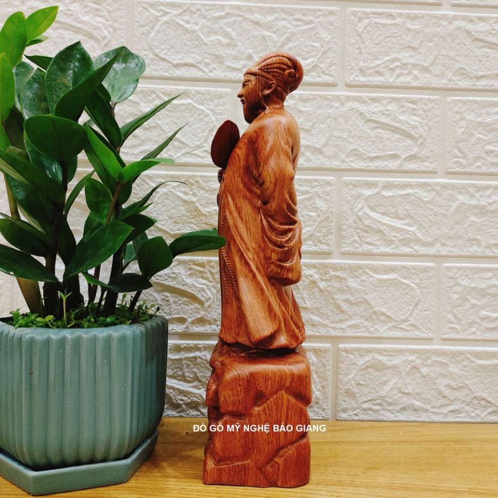 Tượng khổng minh gia cát lượng gỗ hương cao 30 cm