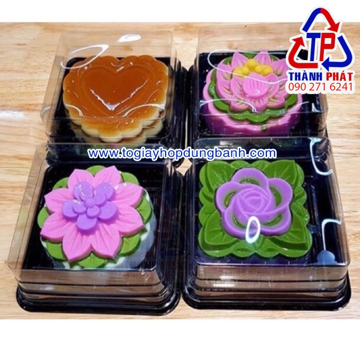 50 Hộp vuông đế đen JLH12-12 đựng xôi chè cúng- đựng bánh trung thu 250g-300g