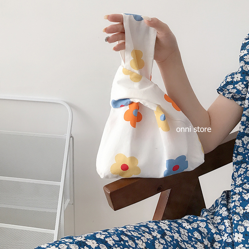 Túi xách canvas thắt nút phong cách thời trang Nhật Bản cho nữ