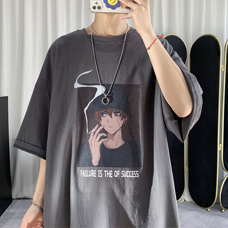 【COD】 Korean Men's Short Sleeve T-Shirt High Quality Fashion Loose Loose Summer Suit Clothes Half Sleeve Printed T-Shirt Men Women 3 Colors M-3XL】