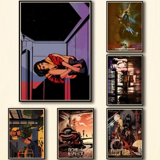 Set 50 Tấm Poster Phim Hoạt Hình Cowboy Bebop Whitepaper Trang Trí Quán Cà Phê