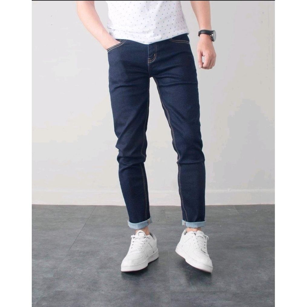 Quần Jean Nam Xanh Trắng Đơn Giản Lịch Sự