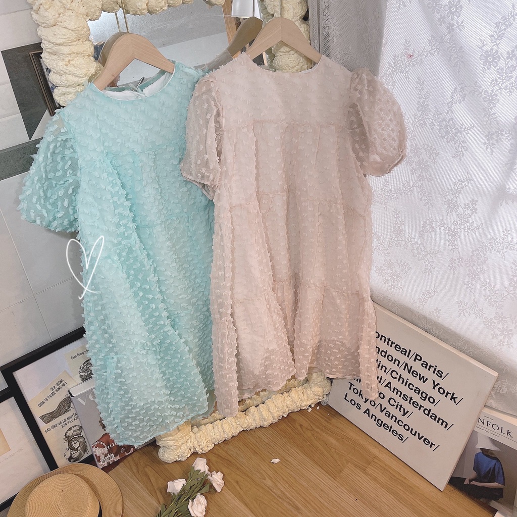 ĐẦM BBD TAY PHỒNG XỐP PASTEL 2M