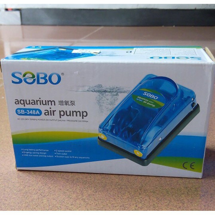 Máy sủi oxy cho hồ cá Sobo SB648A sủi 2 vòi , Bơm đôi SOBO Songbao SB-648A, Bơm đôi sục khí trong suốt SB648A Bơm bơm