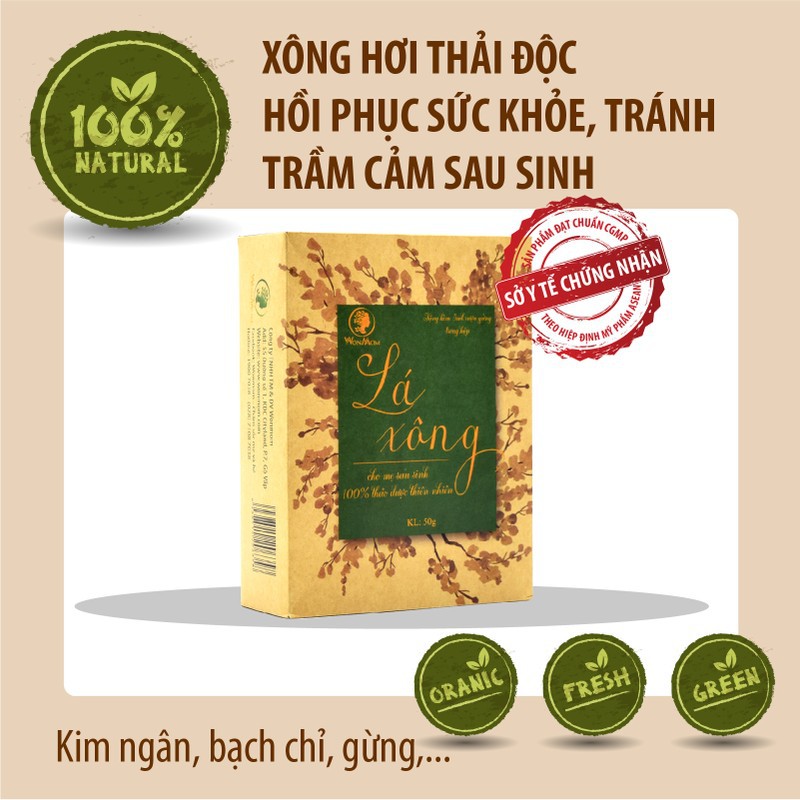 Lá xông tắm toàn thân thảo mộc sau sinh cho Mẹ Wonmom 50gr