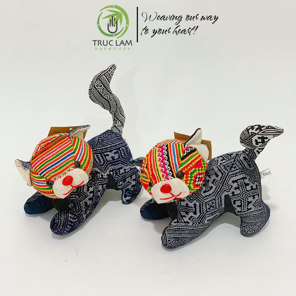 Đồ Chơi Cho Bé Thú Nhồi Bông Hình Con Khỉ, Trâu, Voi, Chó, Mèo Vải Thổ Cẩm Dệt Tay Bông Gòn Cao Cấp – Trúc Lâm Handmade