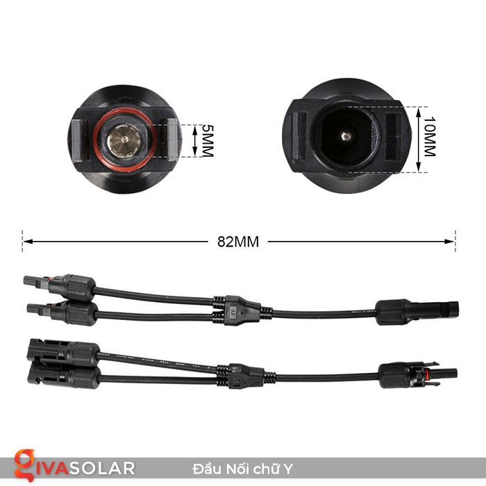 Jack kết nối phân nhánh chữ Y MC4 2 đầu ra 1