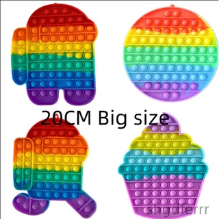 20*20cm Pop It Fidget Toy Rainbow Color Finger Pressure Bubble SensoryToys đồ chơi Bóp bong bóng thư giãn xả stress