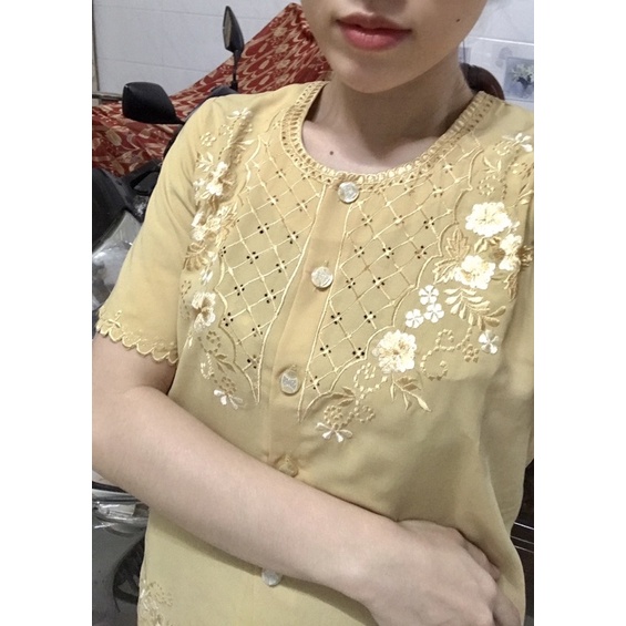 Đồ bộ bà già tay ngắn vải siêu lụa