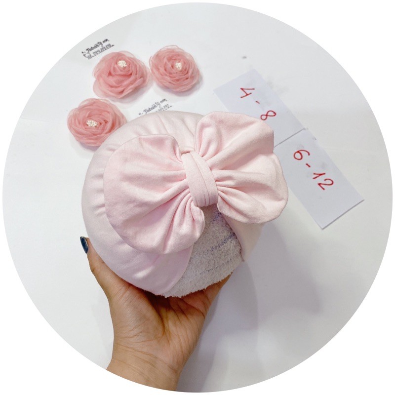 nón turban hồng baby( 4-8kg/ 6-12kg)