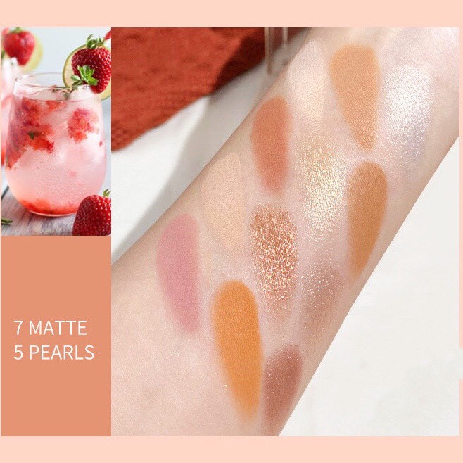 Bảng mắt trà chiều 12 màu KISS BEAUTY tông cam đào hồng đất Enjoy Tea Time Eyeshadow Palette xinh xắn hot trend KISS11