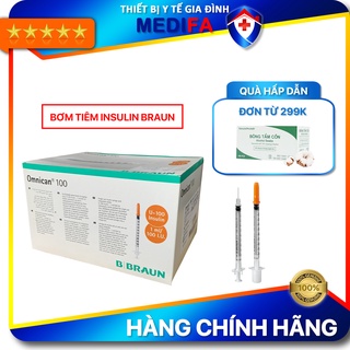 Hộp 100 Kim tiêm tiểu đường Omnican Braun - Bơm tiêm tiểu đường 1ml/100 U.I