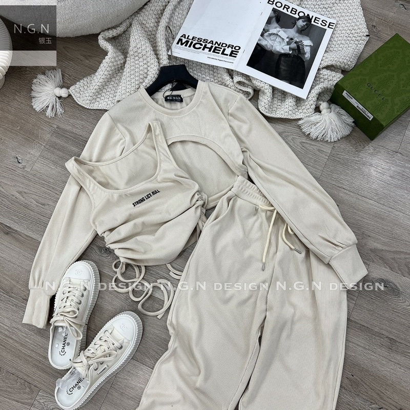 Sét thể thao dúm hông 3 chi tiết