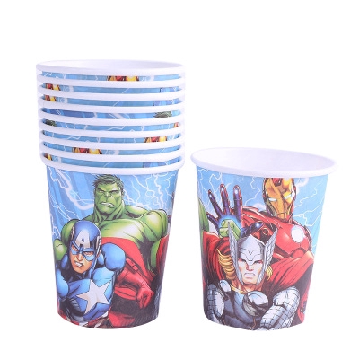 Bộ Cốc / Muỗng / Đĩa / Nón Dùng Một Lần Họa Tiết Hoạt Hình The Avengers Cho Bé
