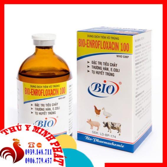 Bio Enrofloxacin 100 enro 100ml thương hàn tụ huyết trùng trên gà, vịt, heo