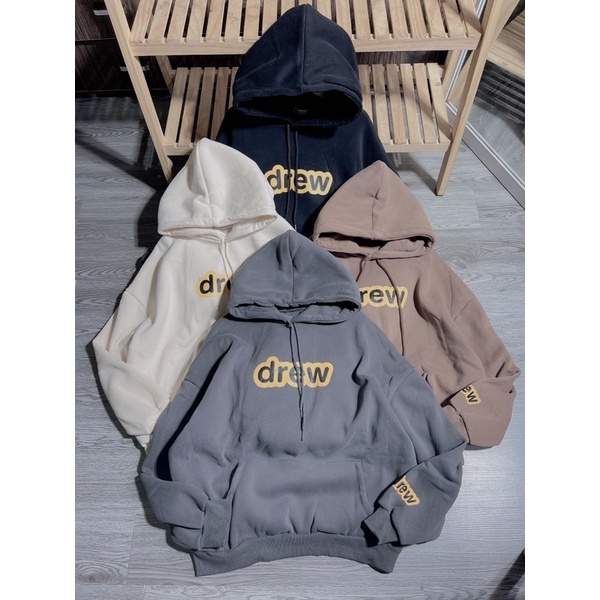 Áo nỉ hoodies Drew chữ trơn mũ 2 lớp