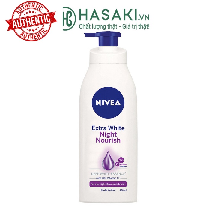 [Mã giảm giá tích lũy] Sữa Dưỡng Thể Nivea Làm Sáng & Săn Chắc Da Ban Đêm 400ml Extra White Night Nourish Body Lotion