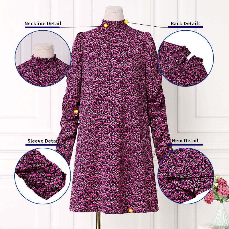 Đầm ngắn Zanzea cổ lọ tay dài in họa tiết phong cách Châu Âu thời trang dành cho nữ