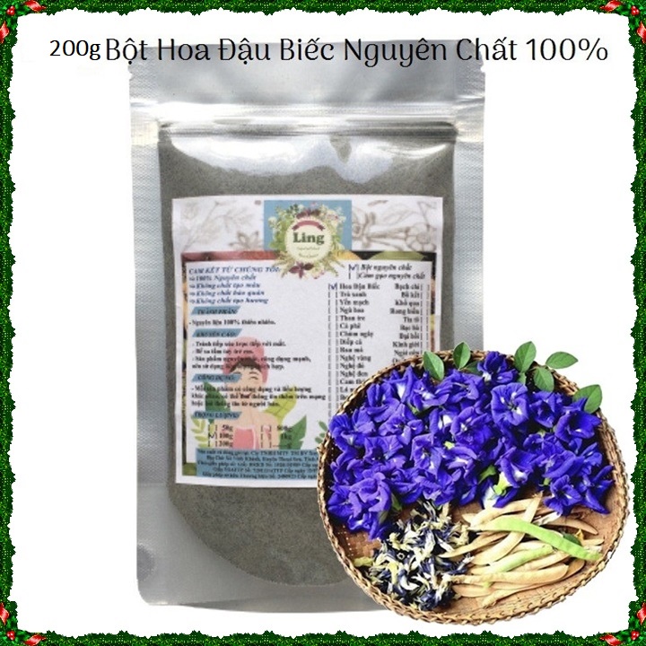 Bột Hoa Đậu Biếc 200g sấy lạnh nguyên chất thiên nhiên 100% có giấy VSATTP và ĐKKD dùng đa công dụng