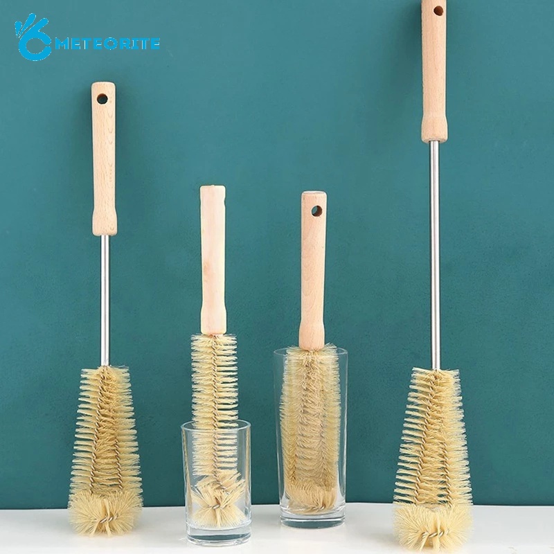 Bàn Chải Vệ Sinh Bình Thủy Tinh/Bình Sữa Em Bé Cán Gỗ Dài