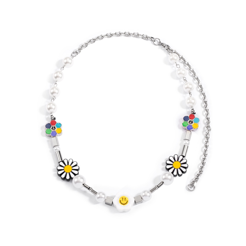 Dây Chuyền 23402 Mặt Hình Hoa Hướng Dương / Mặt Cười / Ngọc Trai Thời Trang Cho Nam Và Nữ