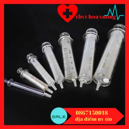 Bơm Tiêm Thuỷ Tinh Các Kích Cỡ 5ml, 10ml, 20ml, 30ml, 50ml, 100ml