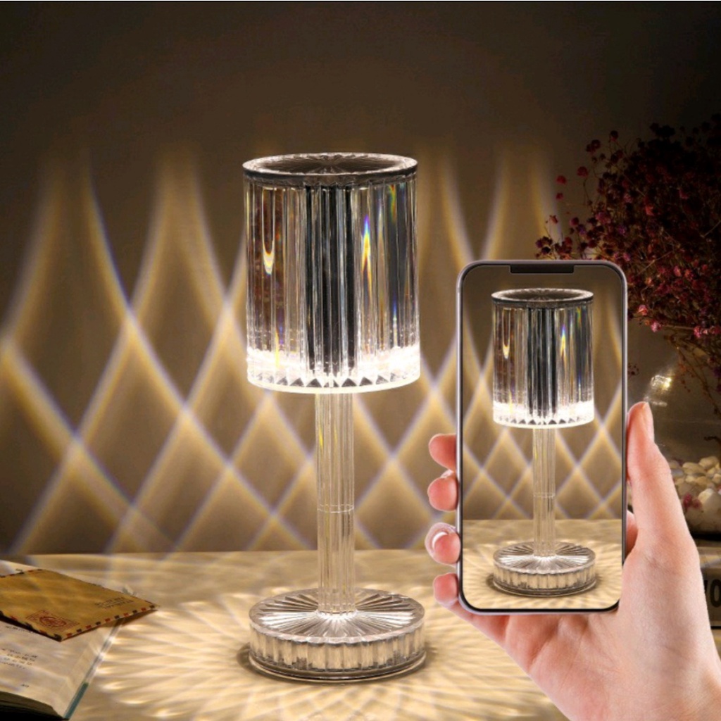 Đèn Bàn Kim Cương Đèn Ngủ Pha Lê Để Bàn Hiệu Ứng 3D (16 Màu )