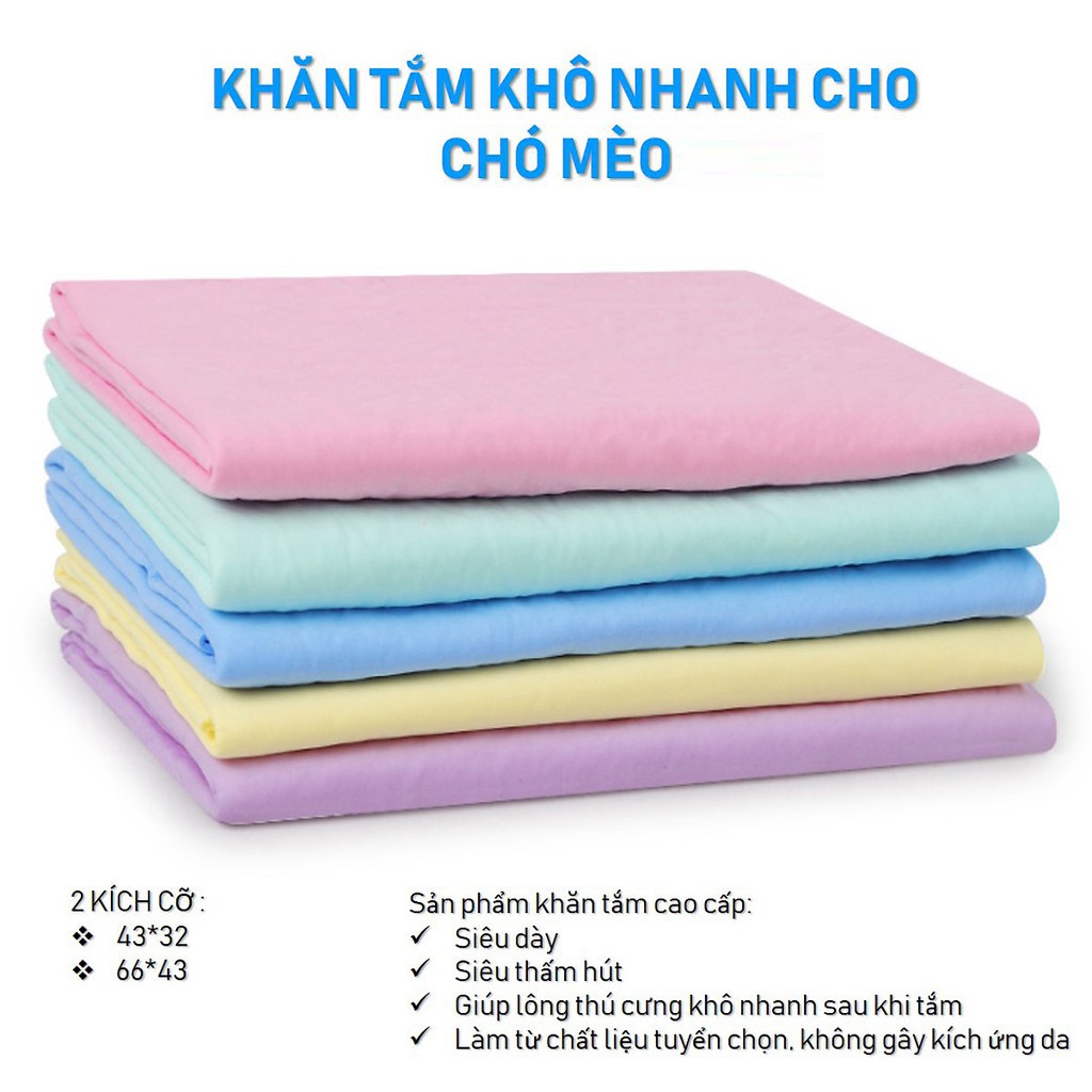 Khăn Siêu Thấm Tắm Hút Nước Cho Thú Cưng Chó Mèo Đủ Size - iPet Shop