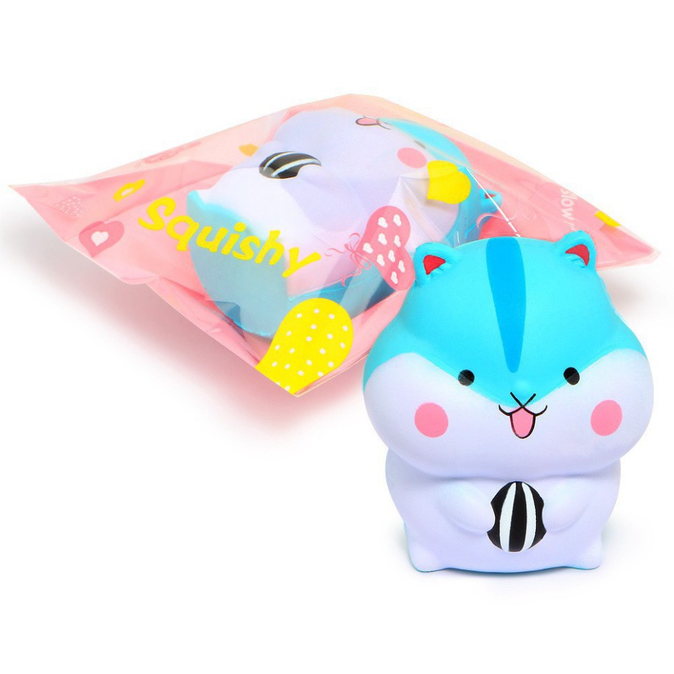 SQUISHY chuột hamster ôm bóng siêu đáng yêu màu xanh dương
