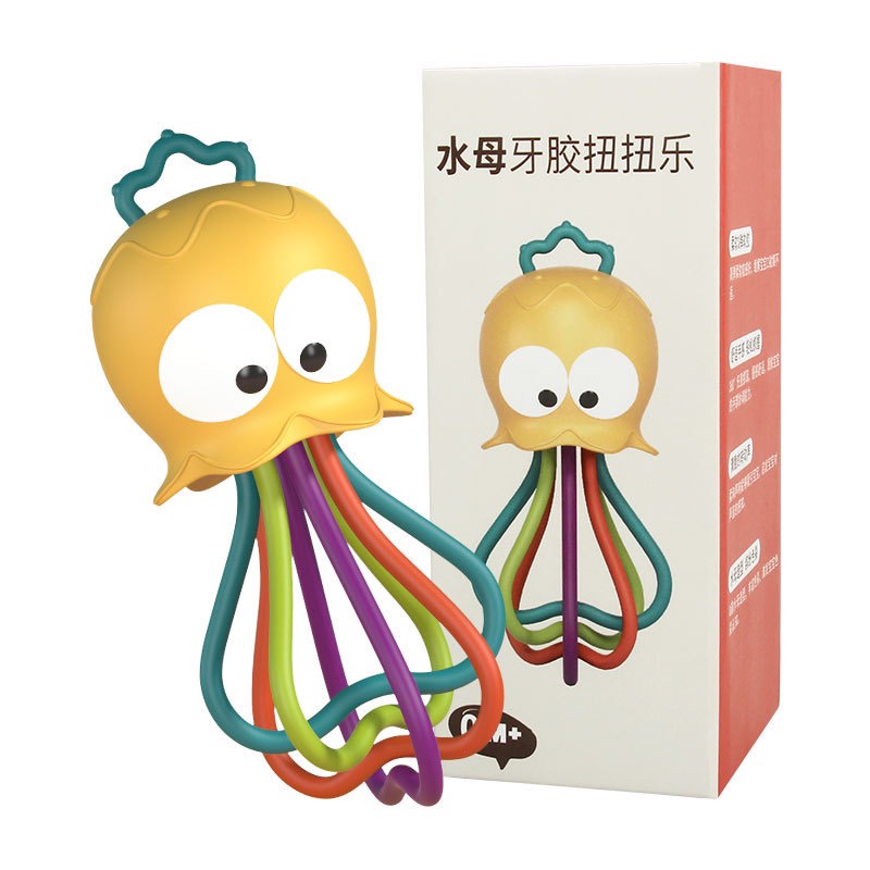 Đồ chơi xúc sắc, gặm nướu, rèn luyện kỹ năng cầm nắm con Mực- Đồ chơi đầy nhà