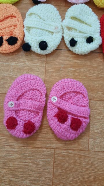 Giày len handmade cho bé, giày len sơ sinh, giày tất len handmade