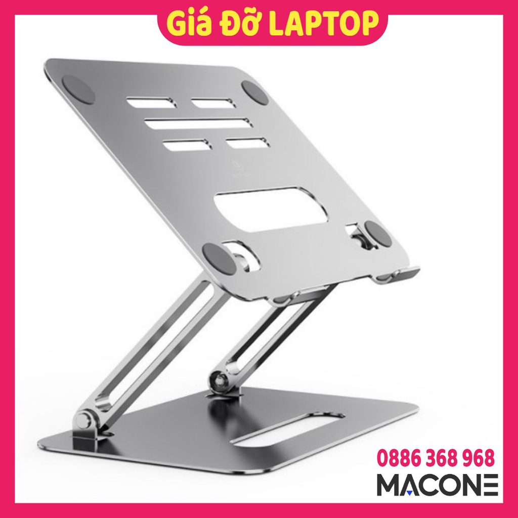 Đế tản nhiệt MACBOOK 15.6 inch, 17 inch, 14 inch air pro nhôm gấp gọn cao cấp kê đỡ máy tính laptop để bàn MACONE P43