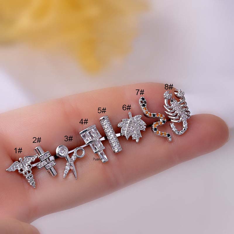 1 Khuyên Tai Hình Rắn Lá Xoắn 20G
