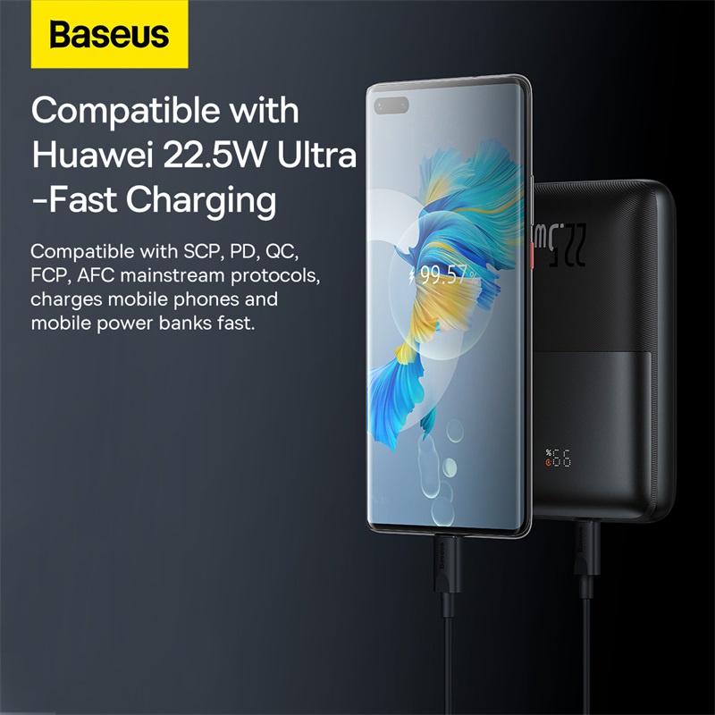 BASEUS Pin Sạc Dự Phòng 20000mAh PD 22.5W 3 Cổng Sạc Nhanh Cho iPhone xiaomi Huawei