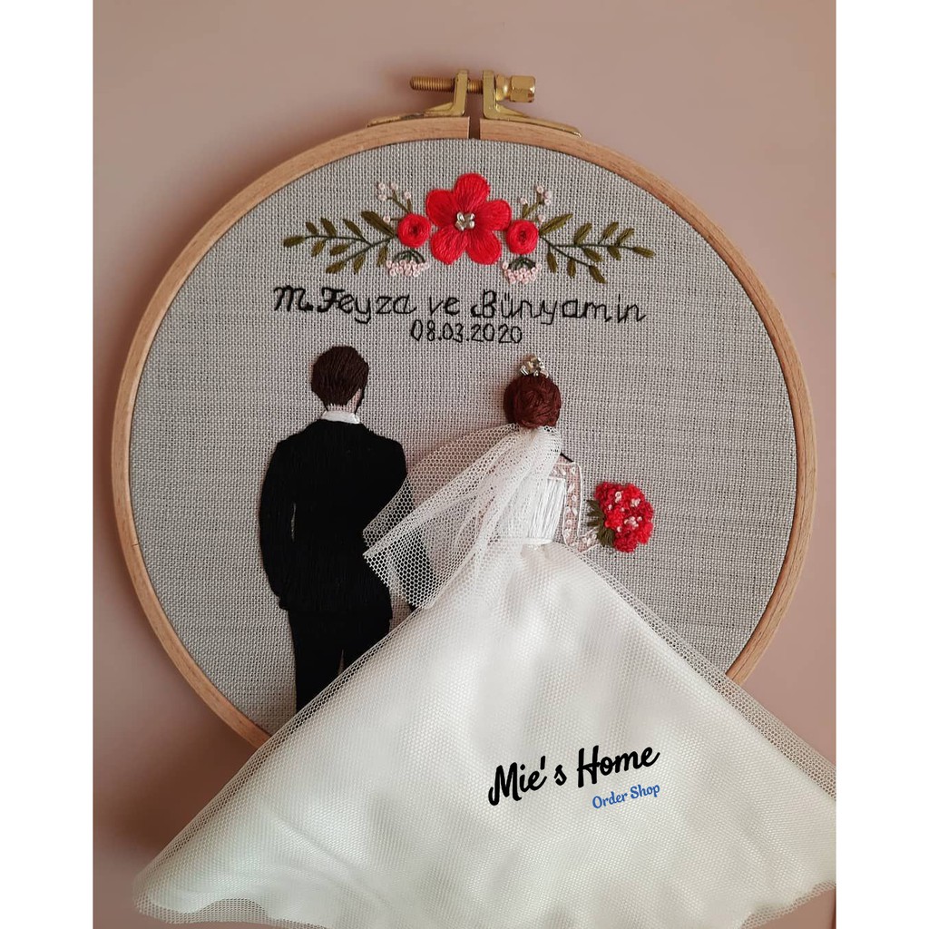 KIT thêu tay kỉ niệm ngày cưới Vintage DIY tự làm thay thiệp Chúc Mừng handmade trang trí quà tặng - MIE Handmade Shop