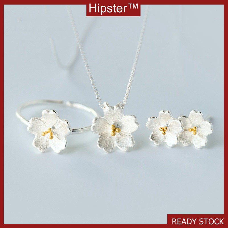 Bạc Nữ Hoa Anh Đào Nhẫn Có Thể Điều Chỉnh Trang Sức Đơn Giản