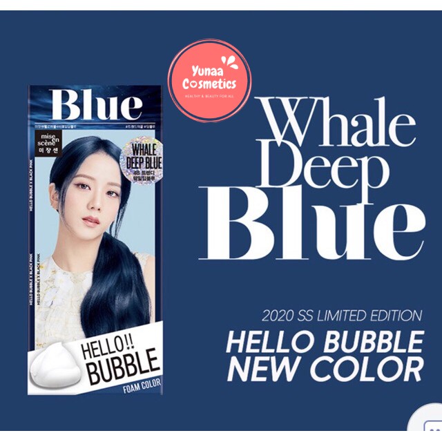 Bản mới Limited 2020 màu xanh biển sâu 4B Thuốc nhuộm tóc dạng bọt Blackpink Hello Bubble Whale Deep Blue Black pink