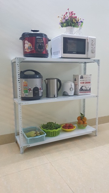 Kệ sắt v lỗ 3 tầng dài 1m rộng 0,3m cao 1,2m màu TRẮNG