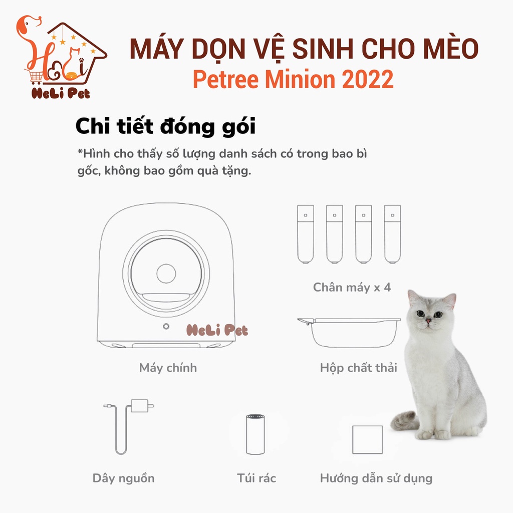 Máy Vệ Sinh, Dọn Phân Mèo Tự Động PETREE 2, Kết Nối Wifi, Dùng App