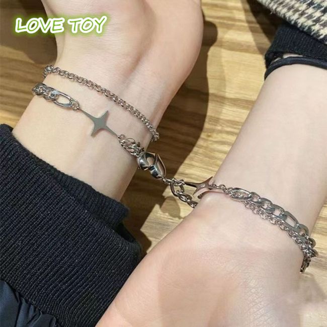 1 Cặp Vòng Tay Khóa Nam Châm Hình Trái Tim Sáng Tạo Cho Cặp Đôi