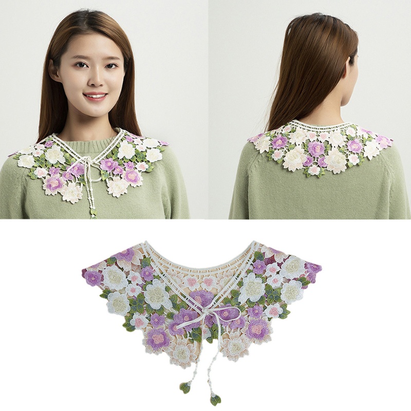 Cổ Áo Rời Cổ Bẻ Giả Len Thời Trang Cho Nữ