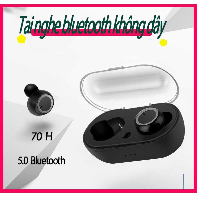 V50 TWS2 Thể thao ngoài trời không dây 5.0 Tai nghe nhét trong tai nhỏ có hộp sạc với kết nối Bluetooth cảm ứng âm thanh