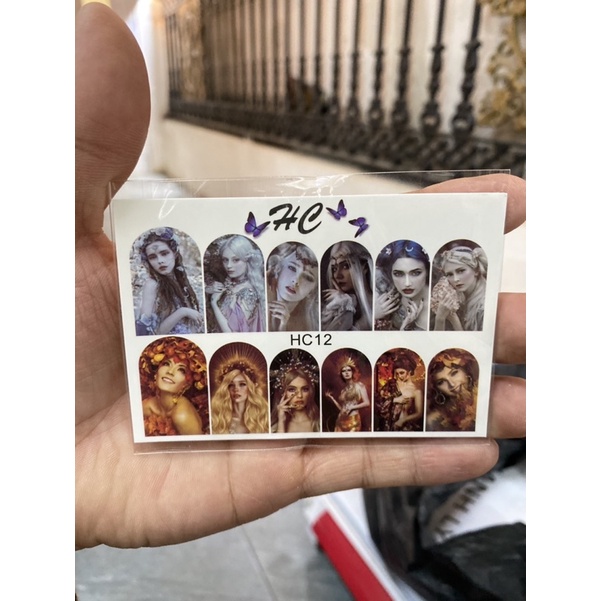Sticker nước nails móng ẩn trang trí sticker hình cô gái dùng cho đắp bột đắp Gel